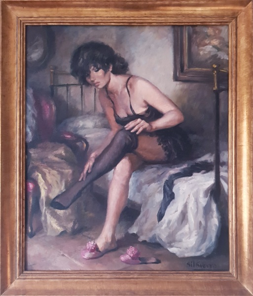 Bailarina calzándose