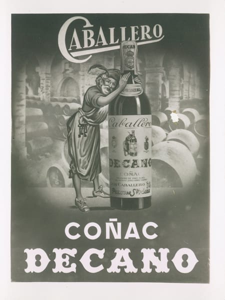 Caballero — Coñac Decano, riquísimo de vino puro del distrito Jerez-Xérez-Sherry